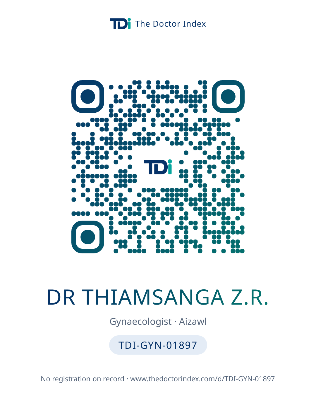 QR card for Dr Thiamsanga Z.R., TDI-GYN-01897