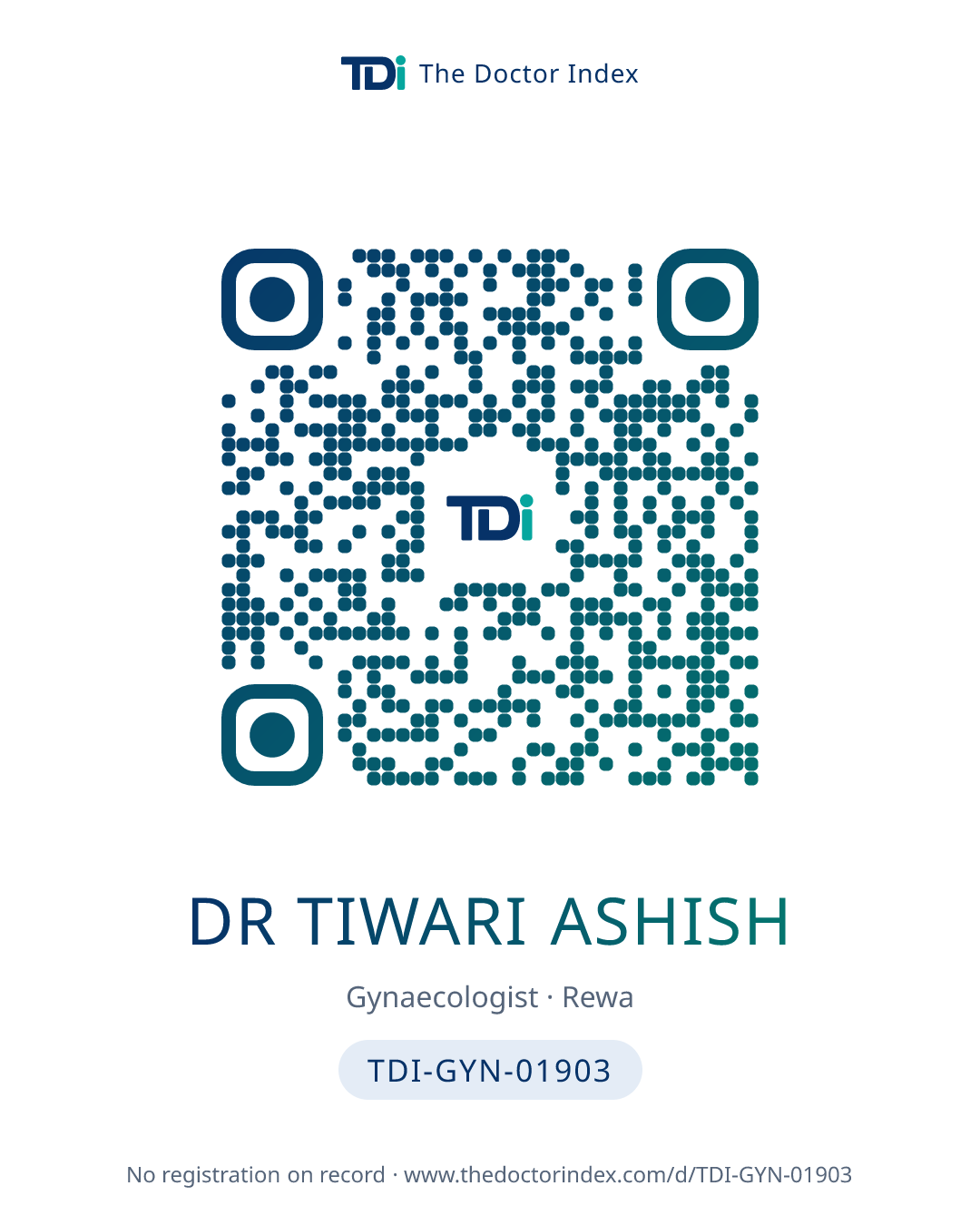 QR card for Dr Tiwari Ashish, TDI-GYN-01903