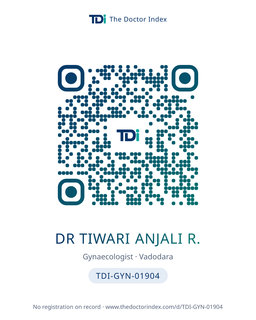QR card for Dr Tiwari Anjali R., TDI-GYN-01904