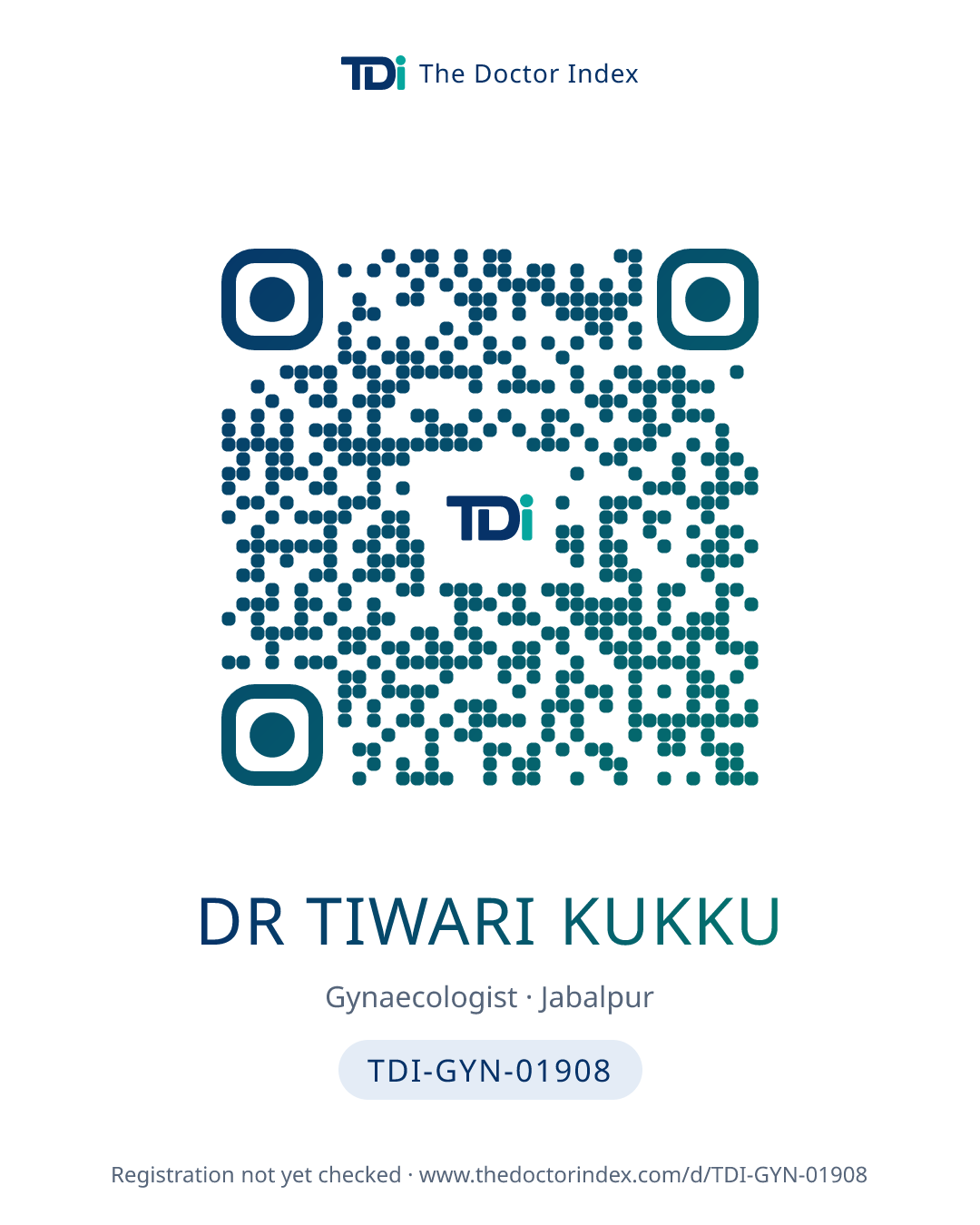 QR card for Dr Tiwari Kukku, TDI-GYN-01908