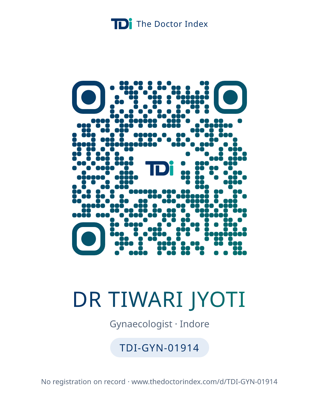 QR card for Dr Tiwari Jyoti, TDI-GYN-01914