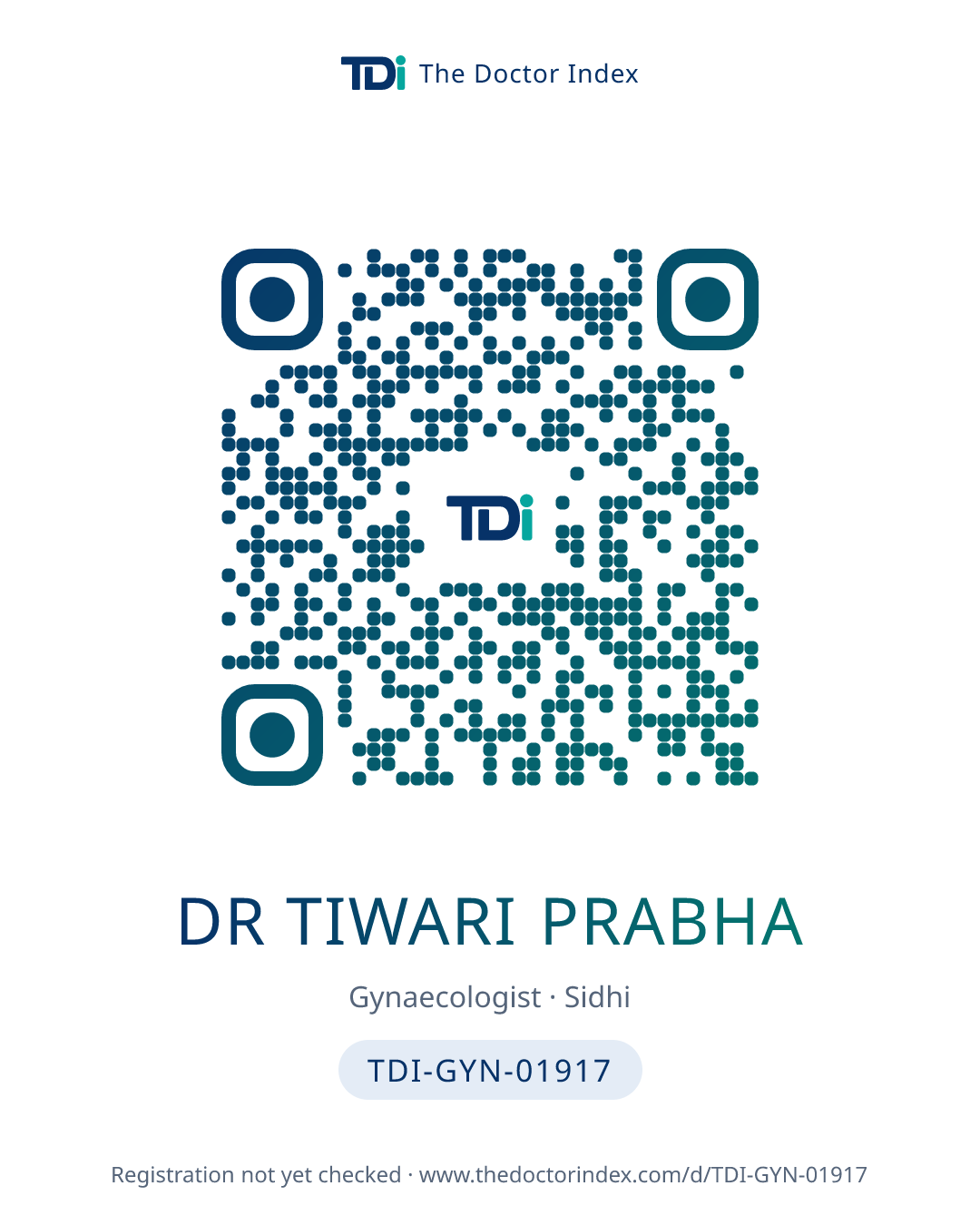 QR card for Dr Tiwari Prabha, TDI-GYN-01917