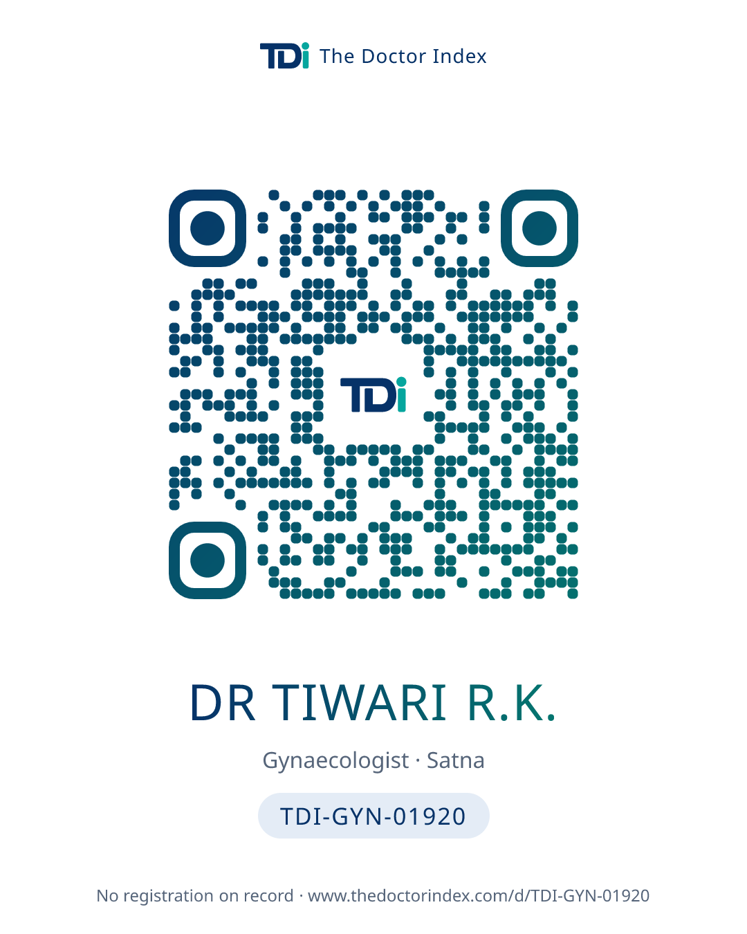 QR card for Dr Tiwari R.K., TDI-GYN-01920