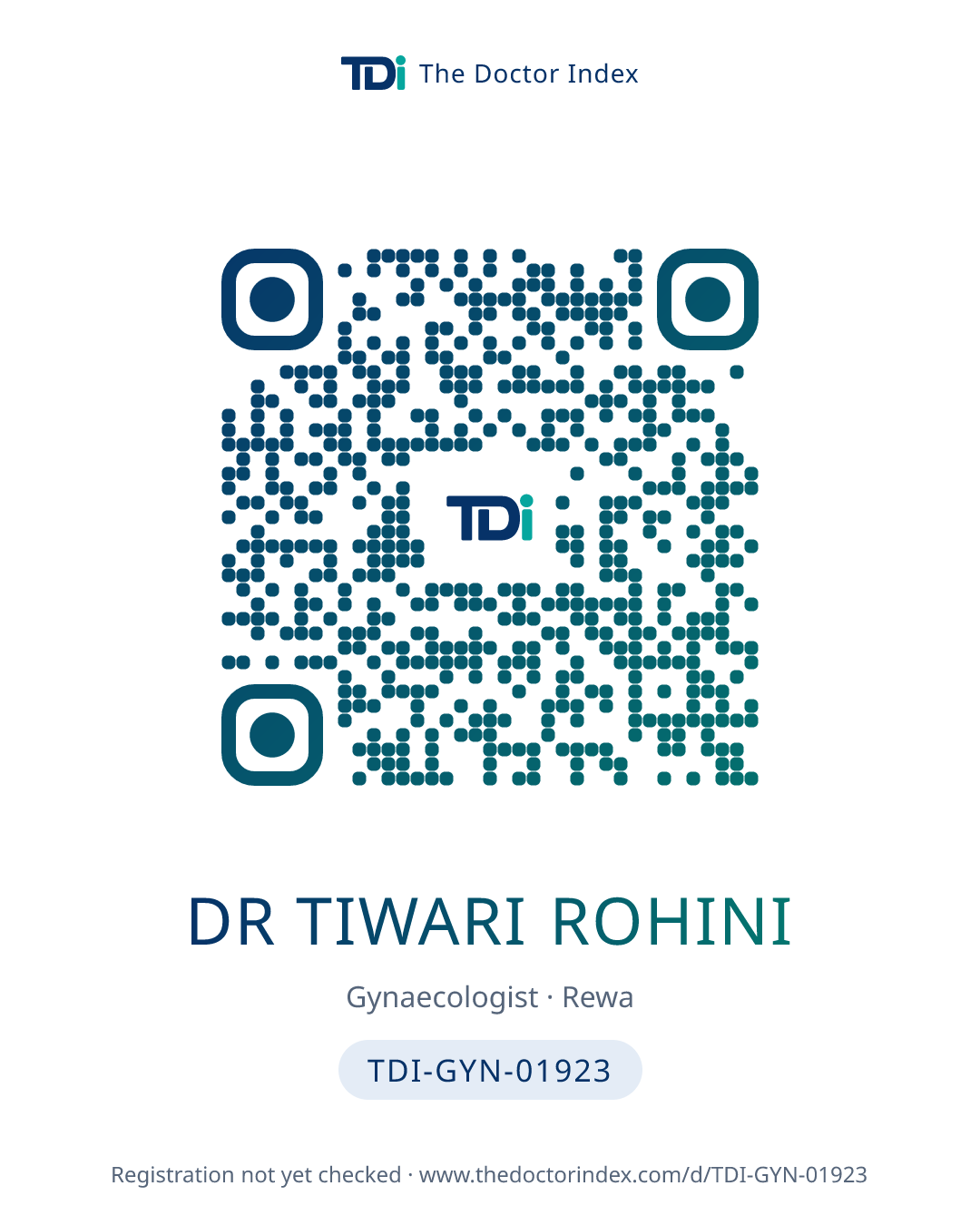 QR card for Dr Tiwari Rohini, TDI-GYN-01923