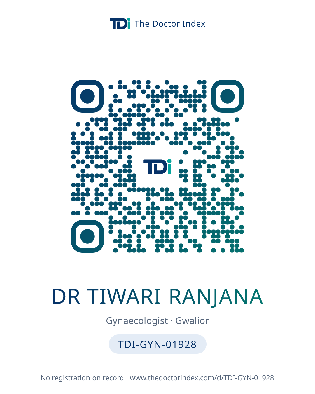QR card for Dr Tiwari Ranjana, TDI-GYN-01928
