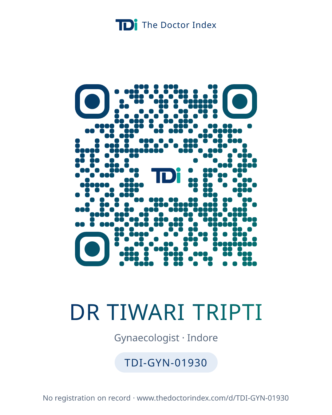 QR card for Dr Tiwari Tripti, TDI-GYN-01930