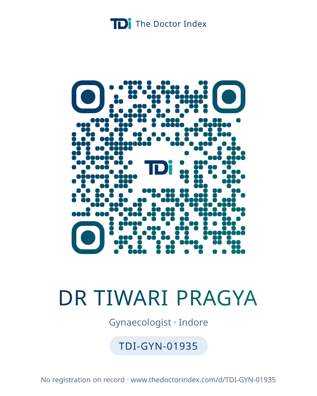 QR card for Dr Tiwari Pragya, TDI-GYN-01935