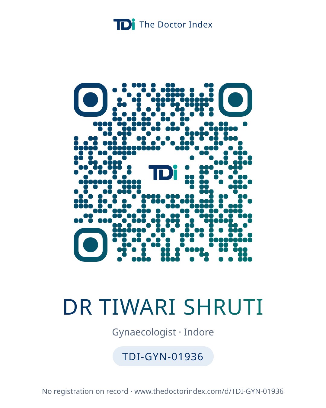 QR card for Dr Tiwari Shruti, TDI-GYN-01936