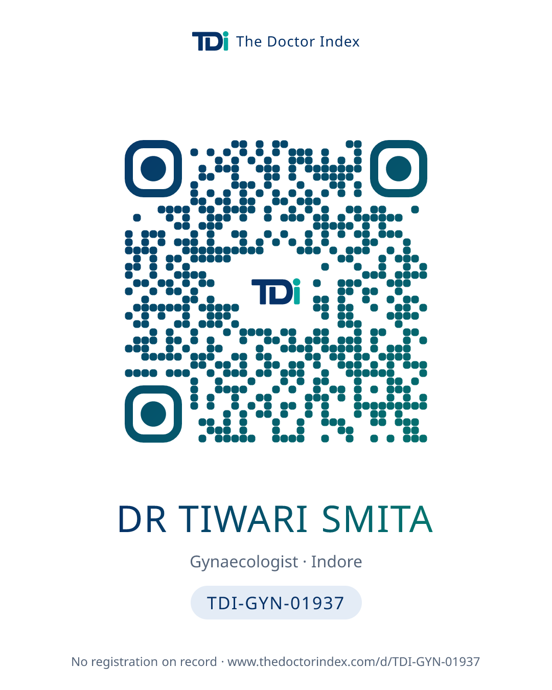 QR card for Dr Tiwari Smita, TDI-GYN-01937