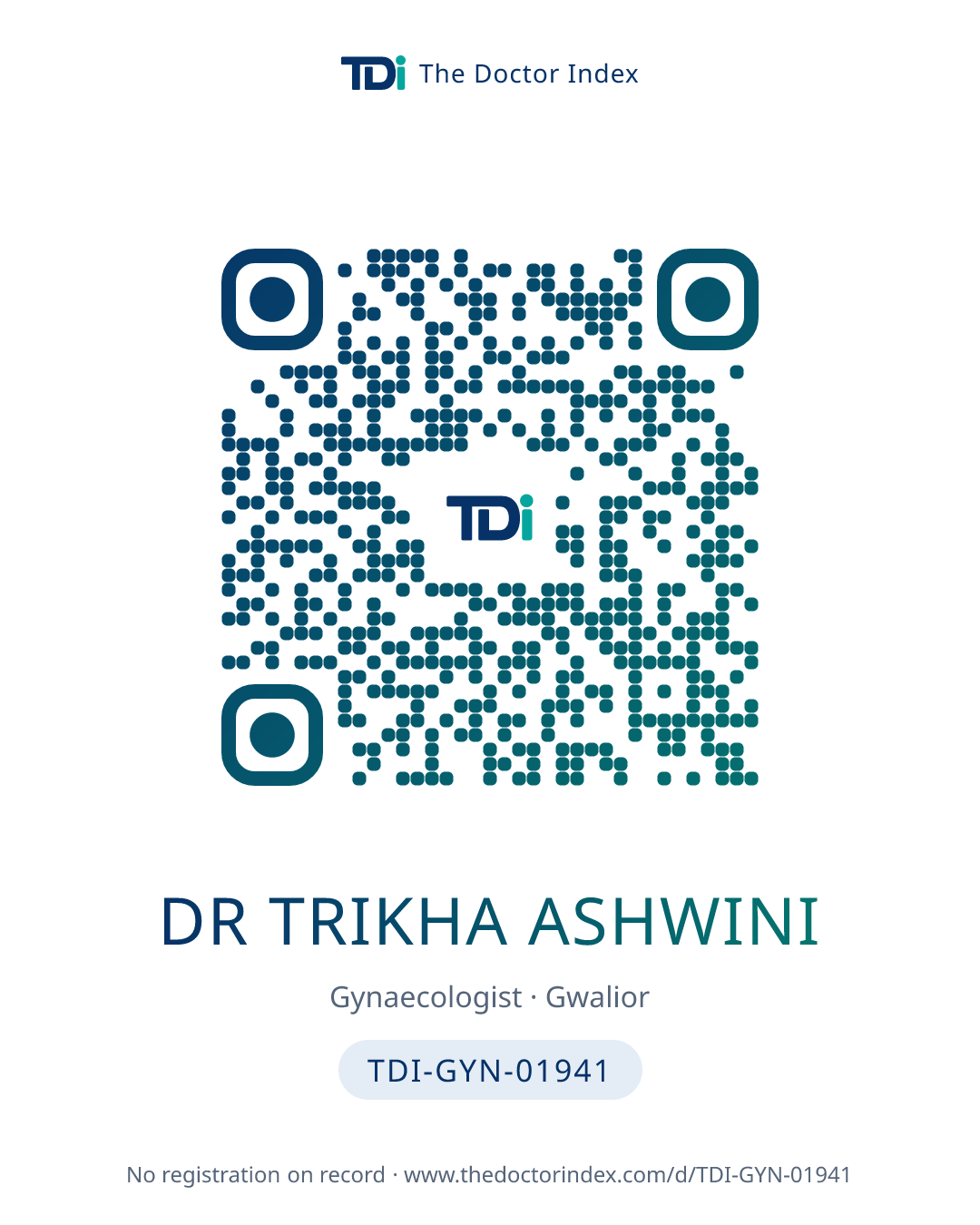 QR card for Dr Trikha Ashwini, TDI-GYN-01941