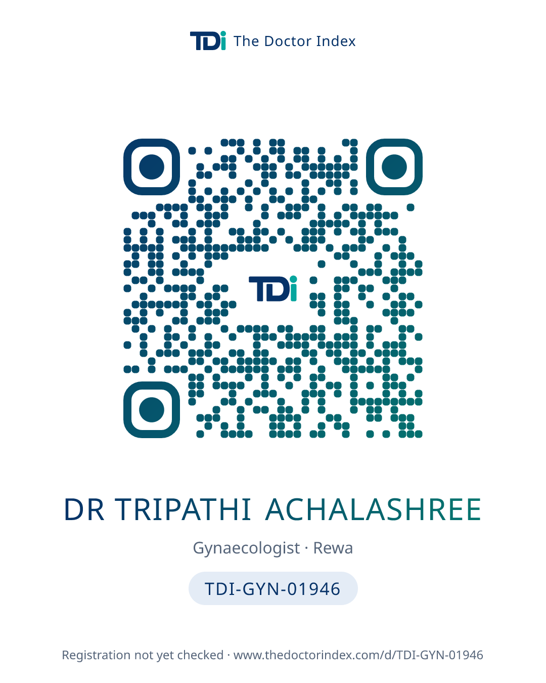 QR card for Dr Tripathi Achalashree, TDI-GYN-01946