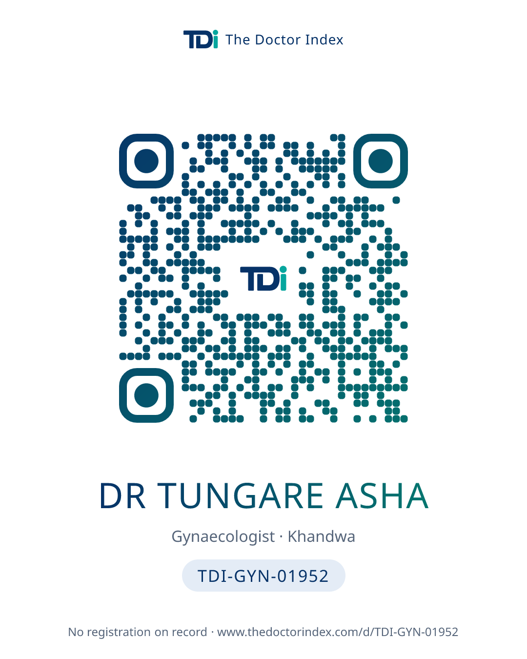 QR card for Dr Tungare Asha, TDI-GYN-01952