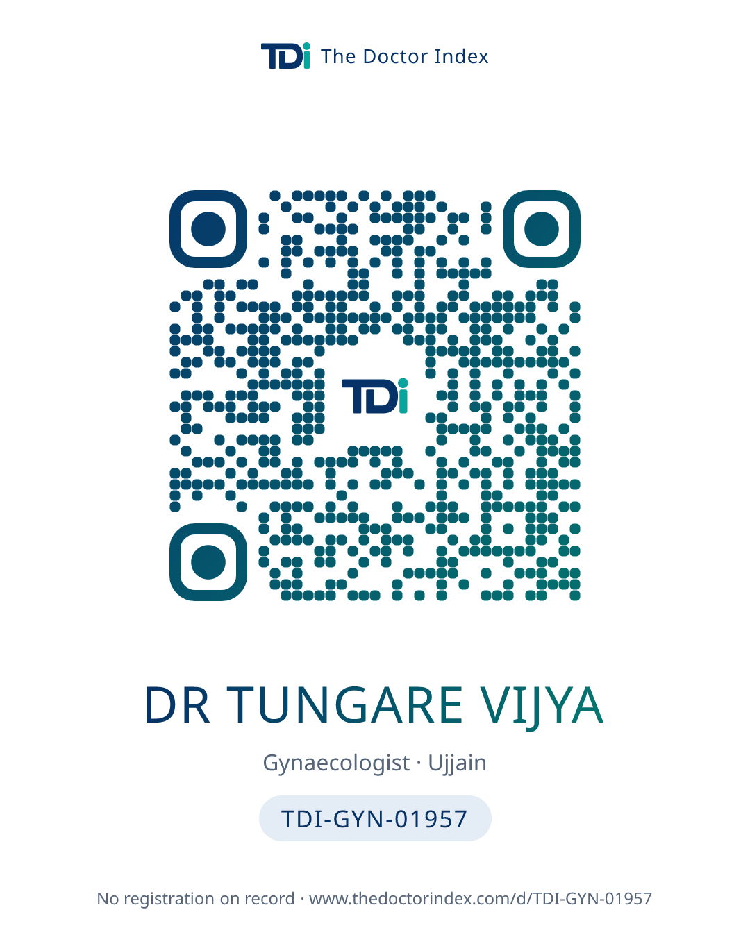 QR card for Dr Tungare Vijya, TDI-GYN-01957