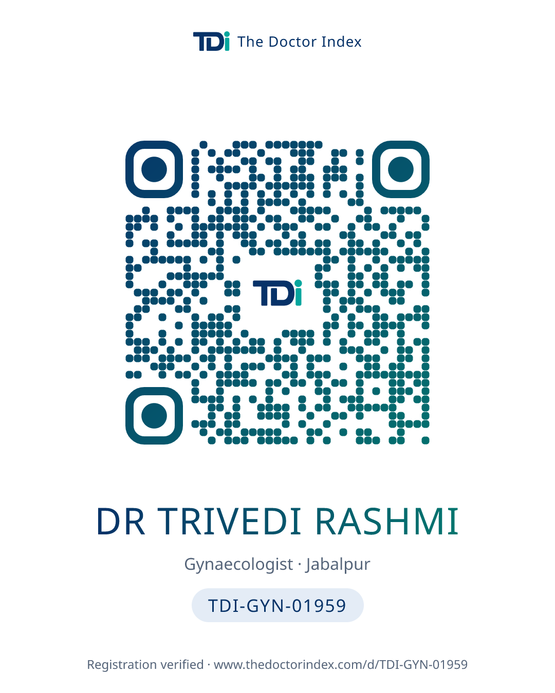QR card for Dr Trivedi Rashmi, TDI-GYN-01959