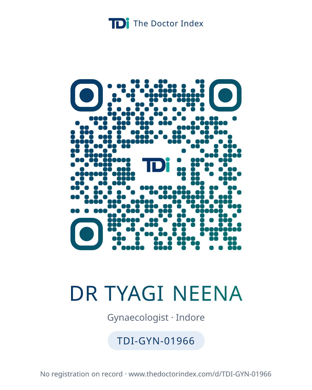 QR card for Dr Tyagi Neena, TDI-GYN-01966