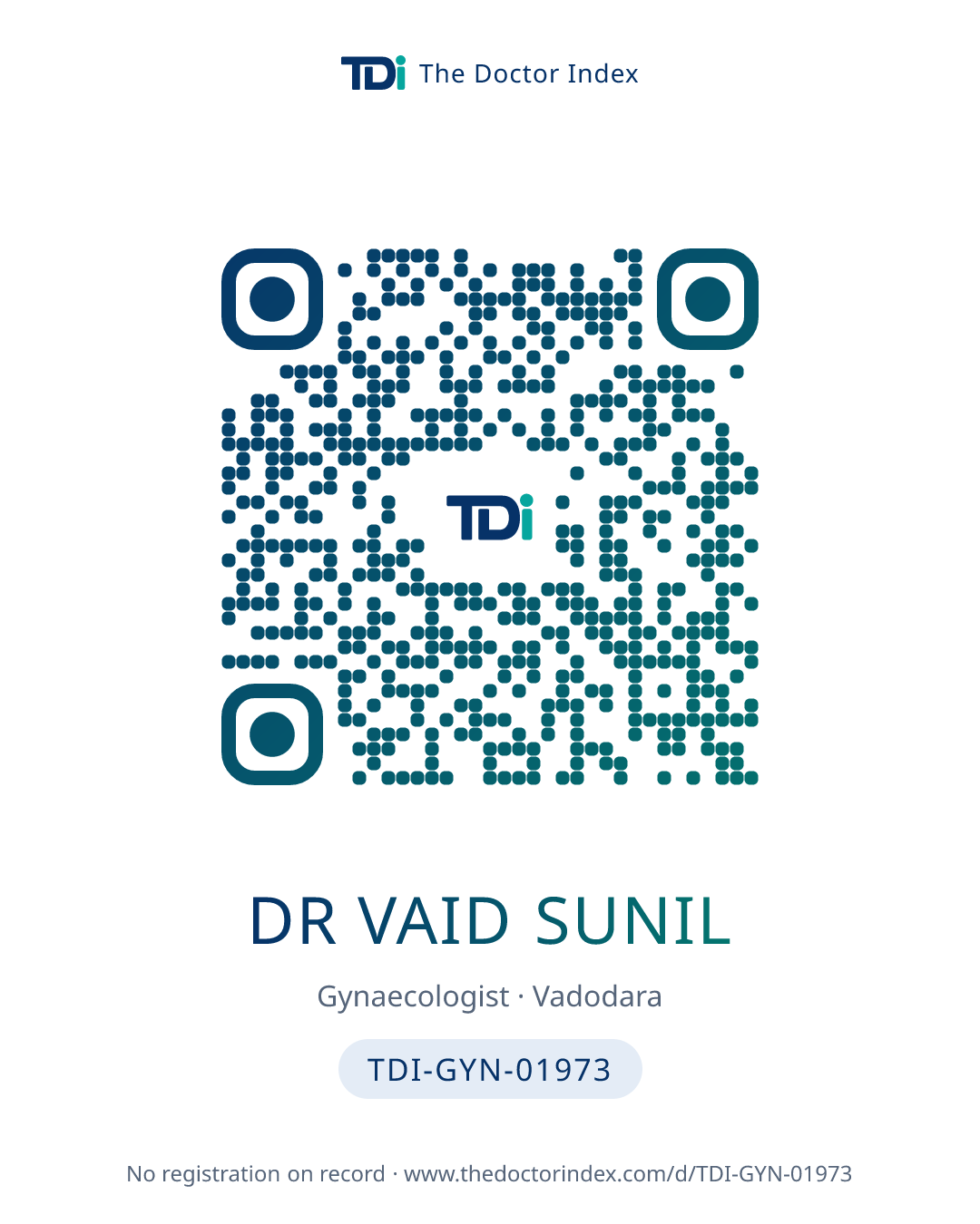 QR card for Dr Vaid Sunil, TDI-GYN-01973