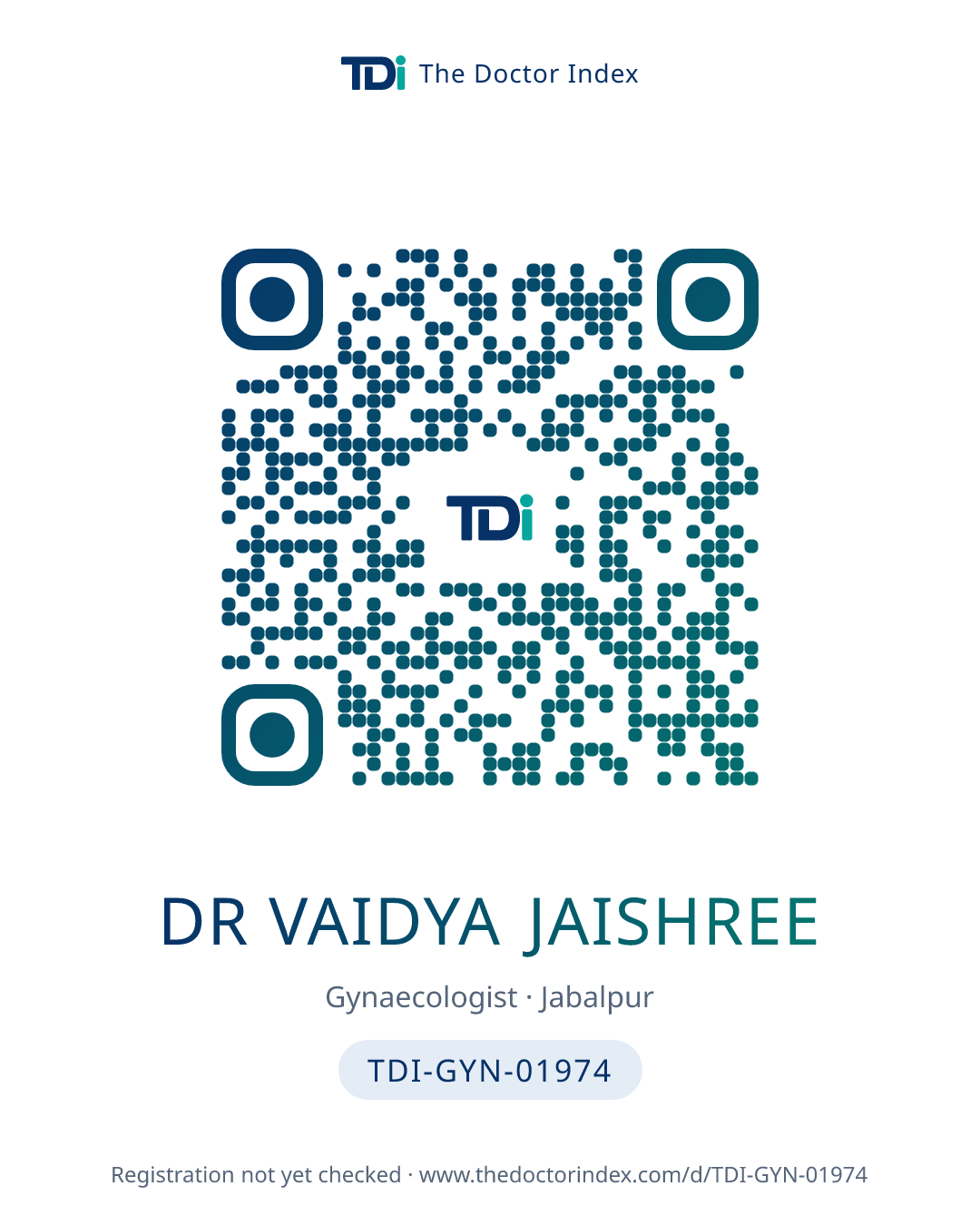 QR card for Dr Vaidya Jaishree, TDI-GYN-01974