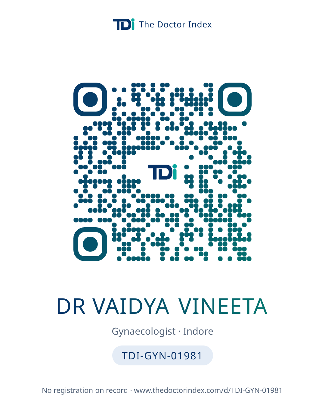 QR card for Dr Vaidya Vineeta, TDI-GYN-01981