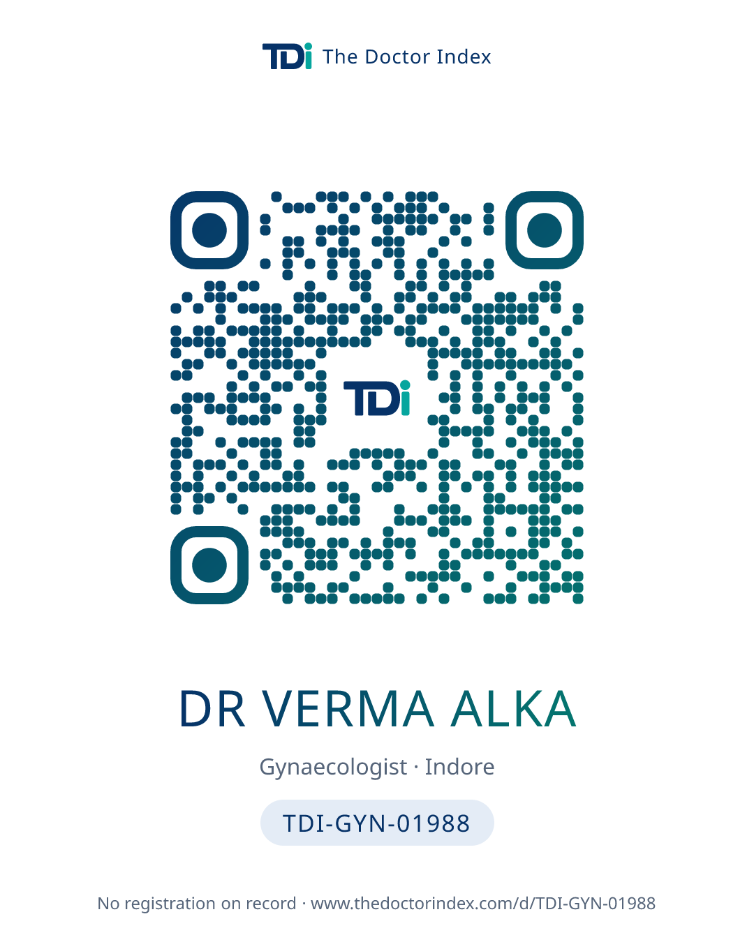 QR card for Dr Verma Alka, TDI-GYN-01988