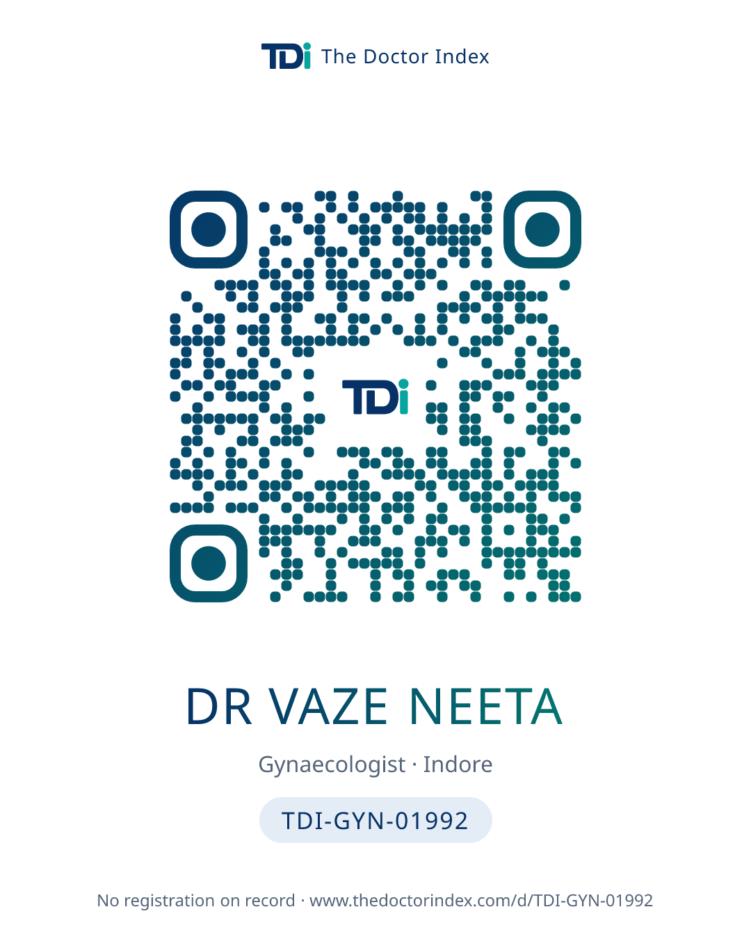 QR card for Dr Vaze Neeta, TDI-GYN-01992