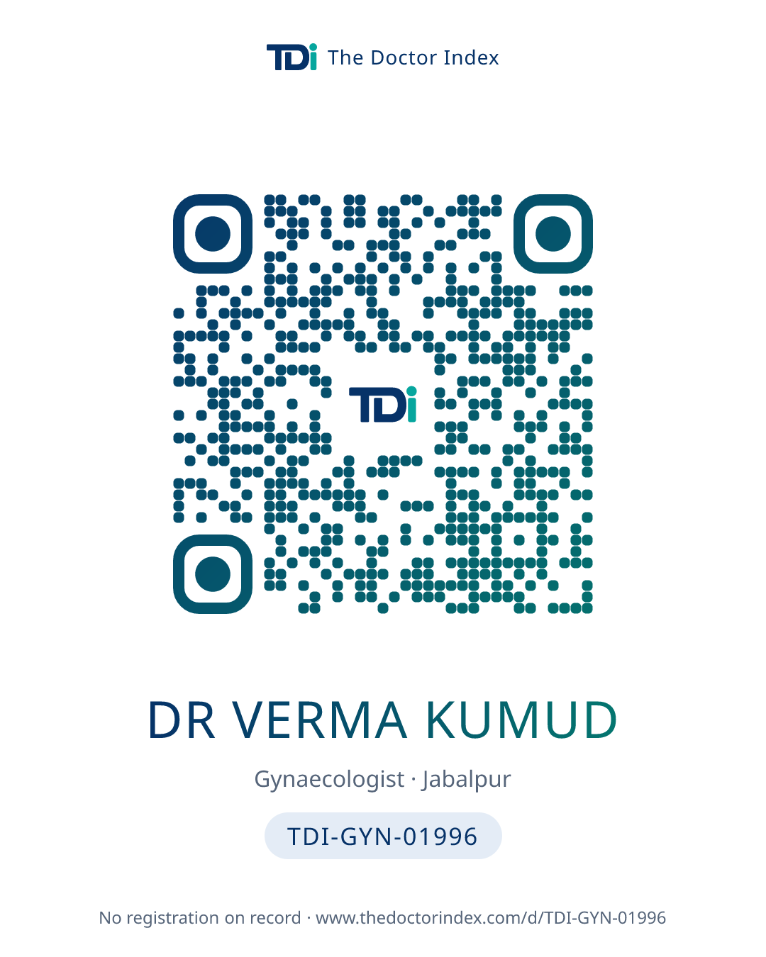 QR card for Dr Verma Kumud, TDI-GYN-01996