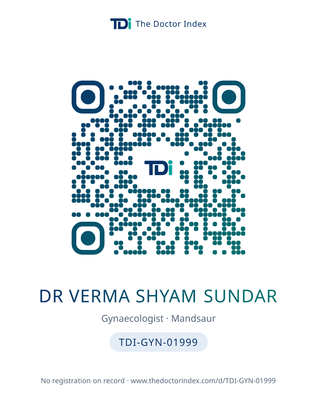 QR card for Dr Verma Shyam Sundar, TDI-GYN-01999