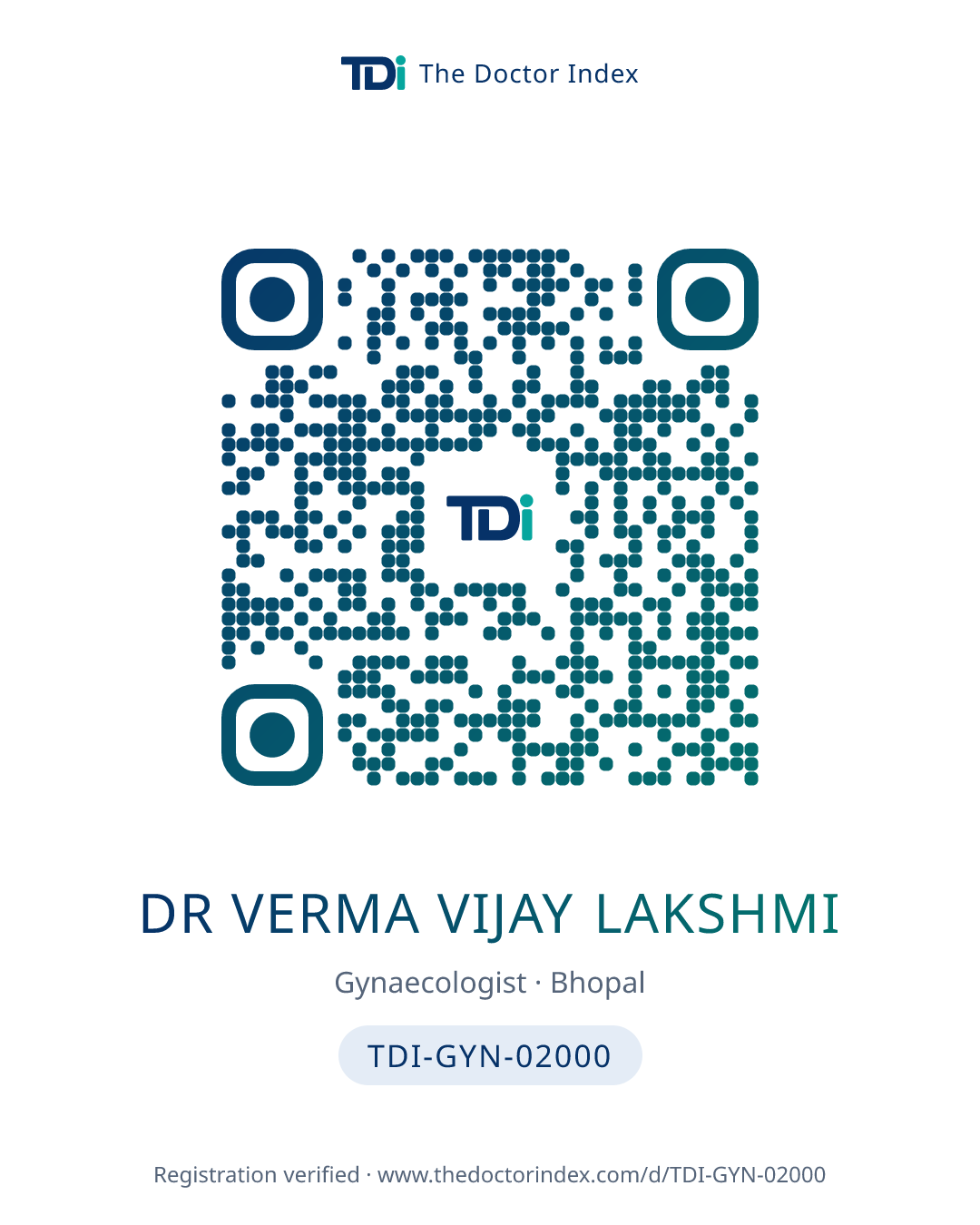 QR card for Dr Verma Vijay Lakshmi, TDI-GYN-02000