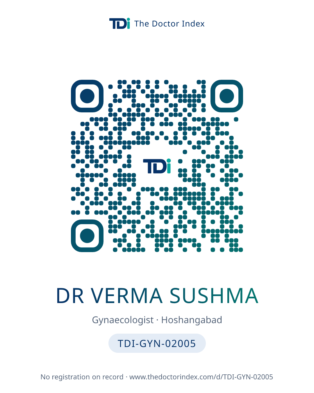 QR card for Dr Verma Sushma, TDI-GYN-02005