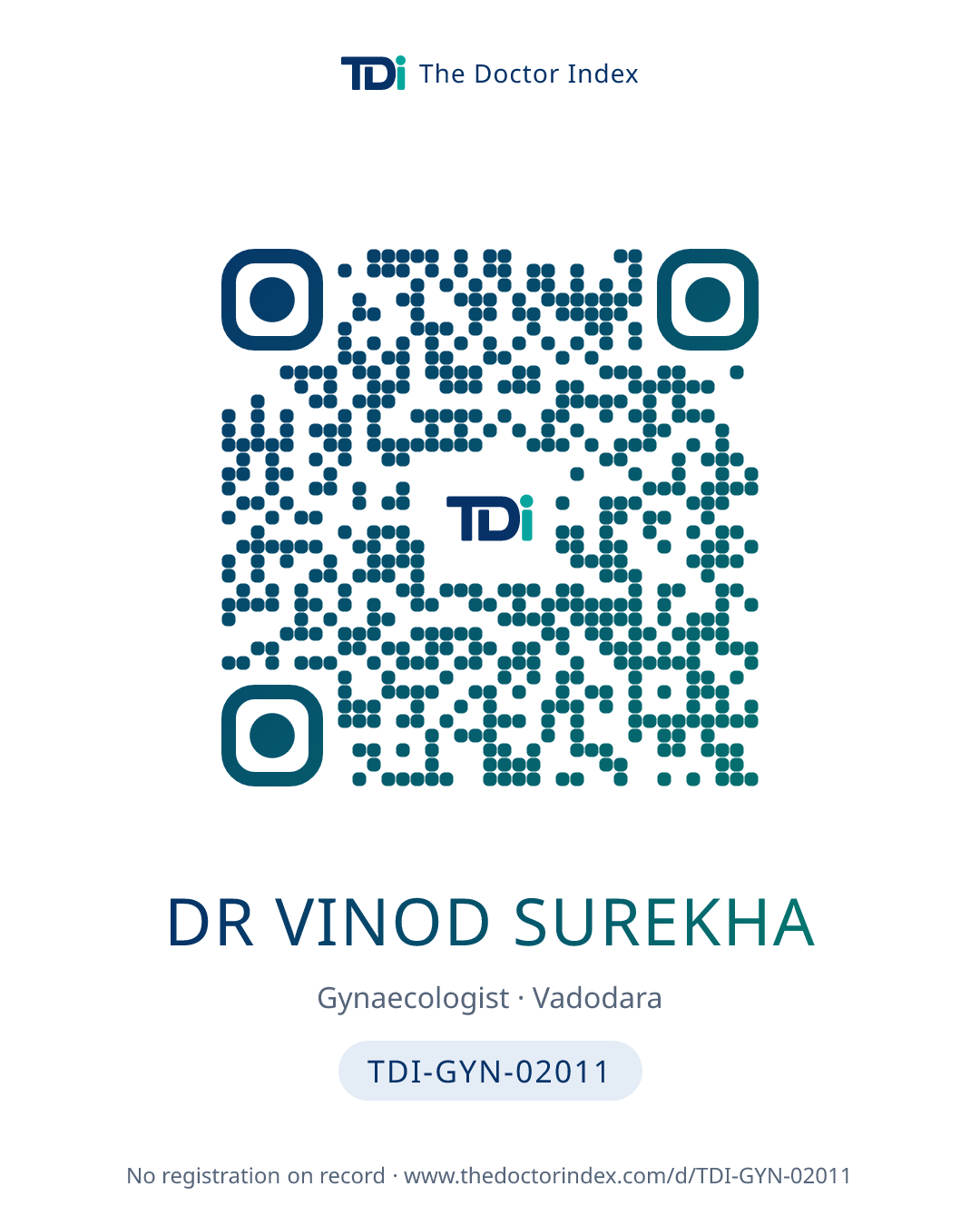QR card for Dr Vinod Surekha, TDI-GYN-02011