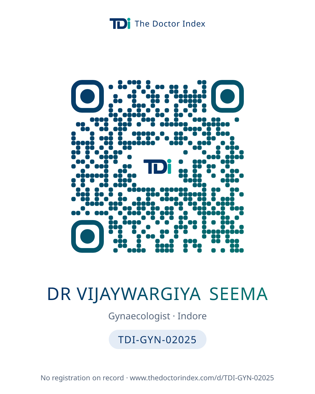 QR card for Dr Vijaywargiya Seema, TDI-GYN-02025