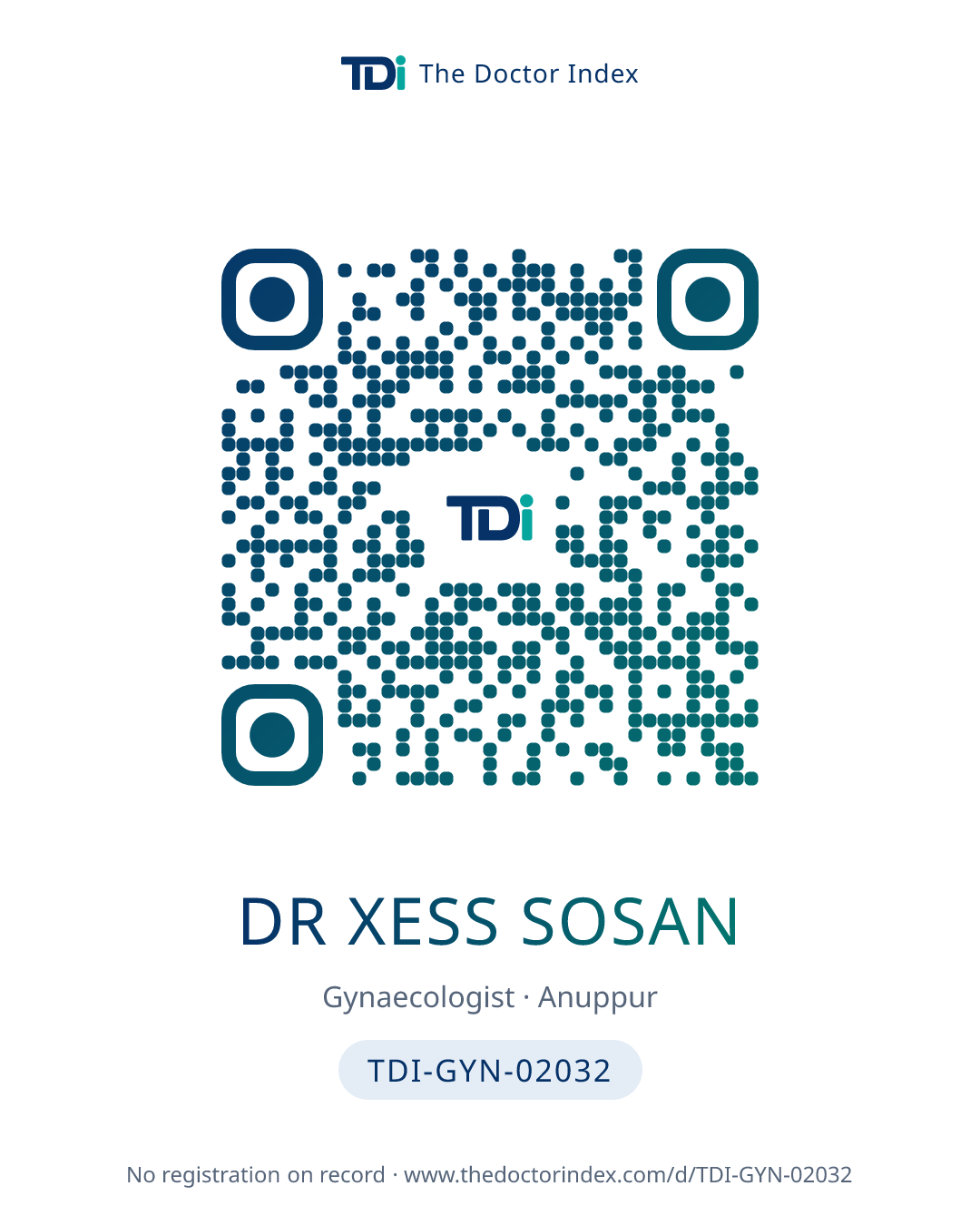 QR card for Dr Xess Sosan, TDI-GYN-02032