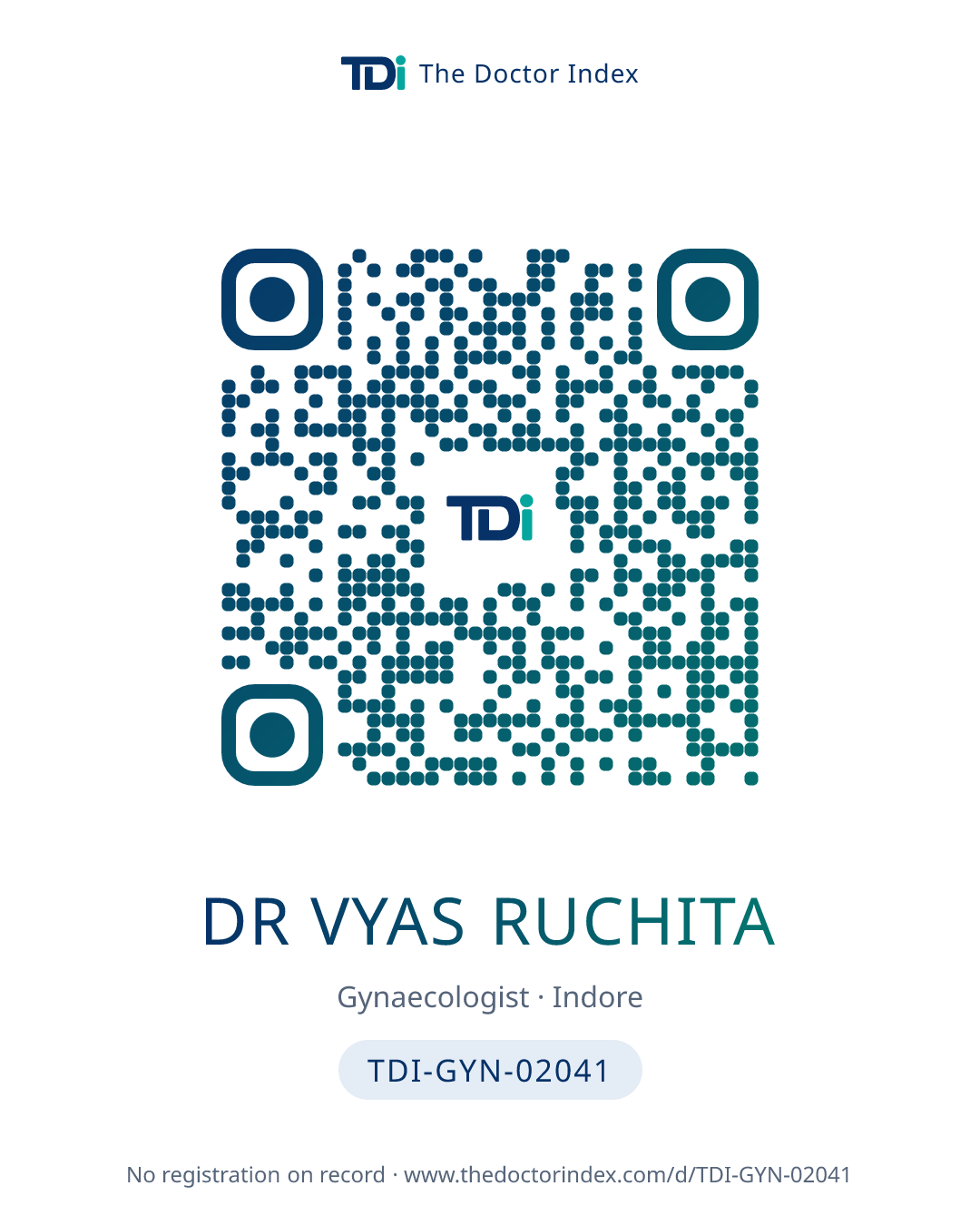 QR card for Dr Vyas Ruchita, TDI-GYN-02041