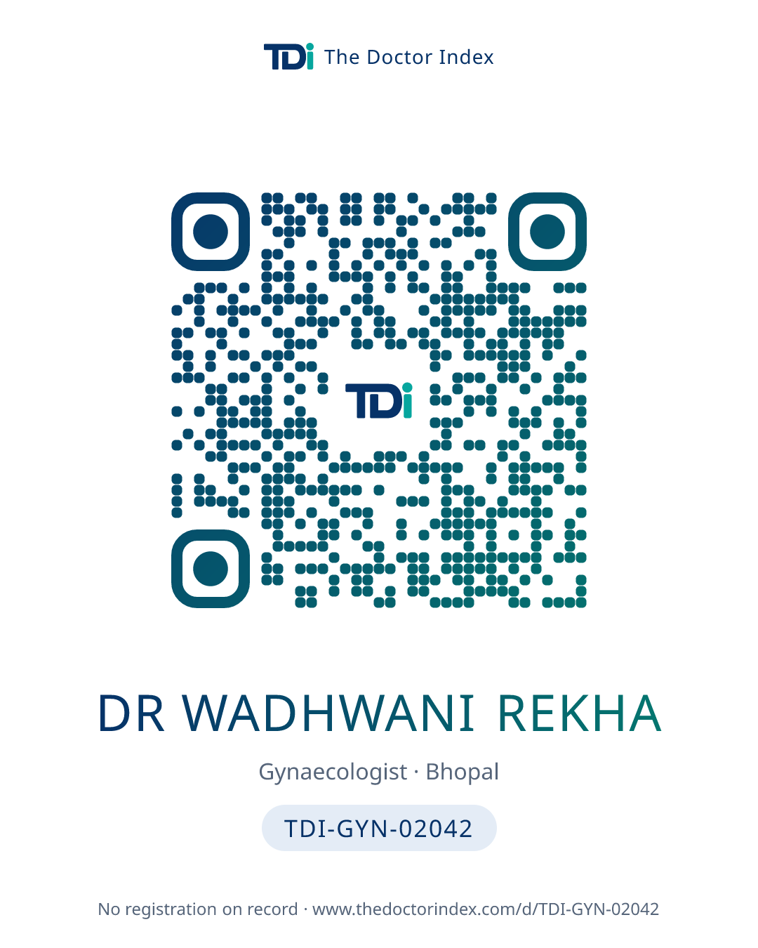 QR card for Dr Wadhwani Rekha, TDI-GYN-02042