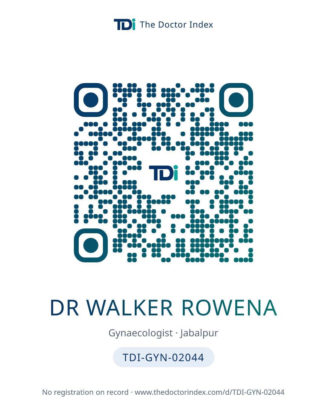 QR card for Dr Walker Rowena, TDI-GYN-02044