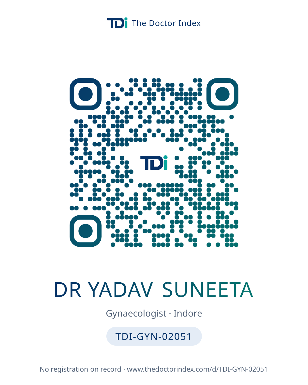 QR card for Dr Yadav Suneeta, TDI-GYN-02051