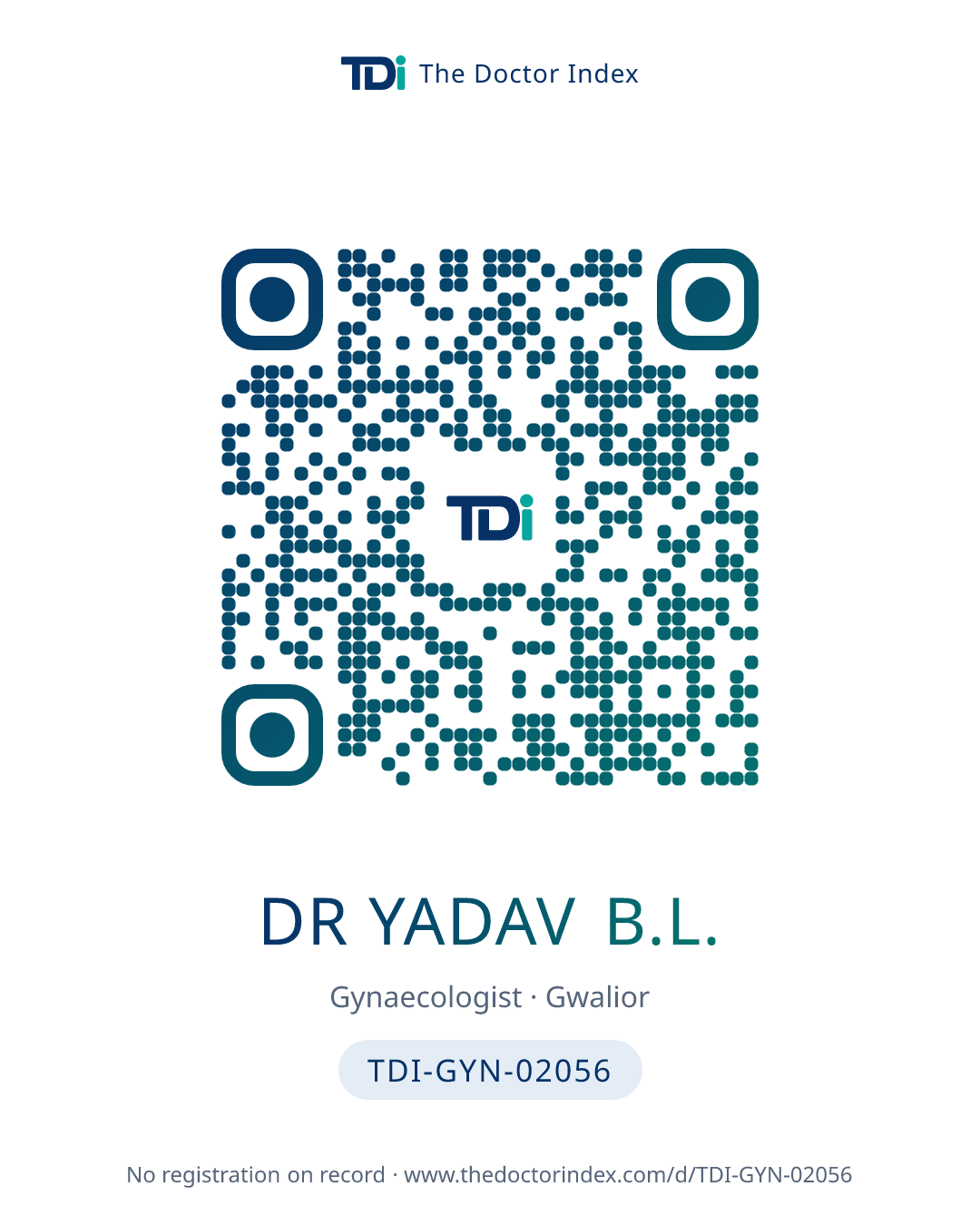 QR card for Dr Yadav B.L., TDI-GYN-02056