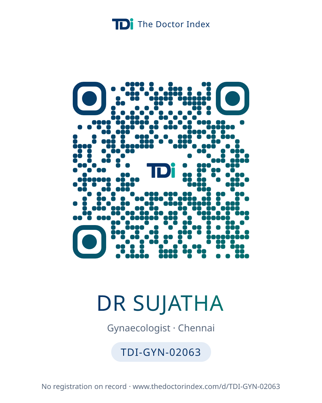 QR card for Dr Sujatha, TDI-GYN-02063