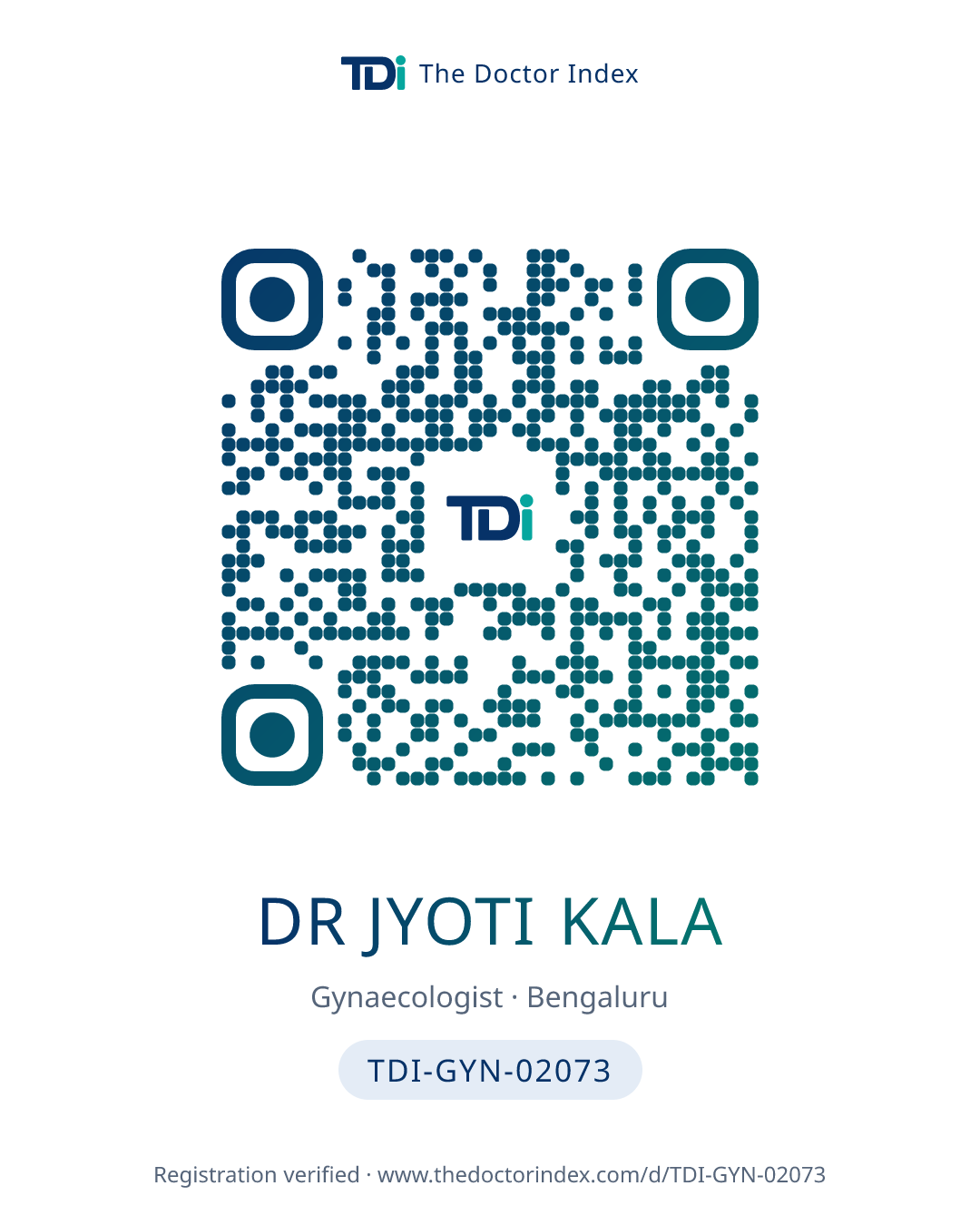 QR card for Dr Jyoti Kala, TDI-GYN-02073