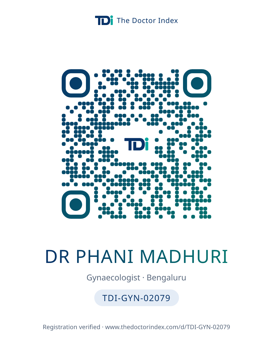 QR card for Dr Phani Madhuri, TDI-GYN-02079