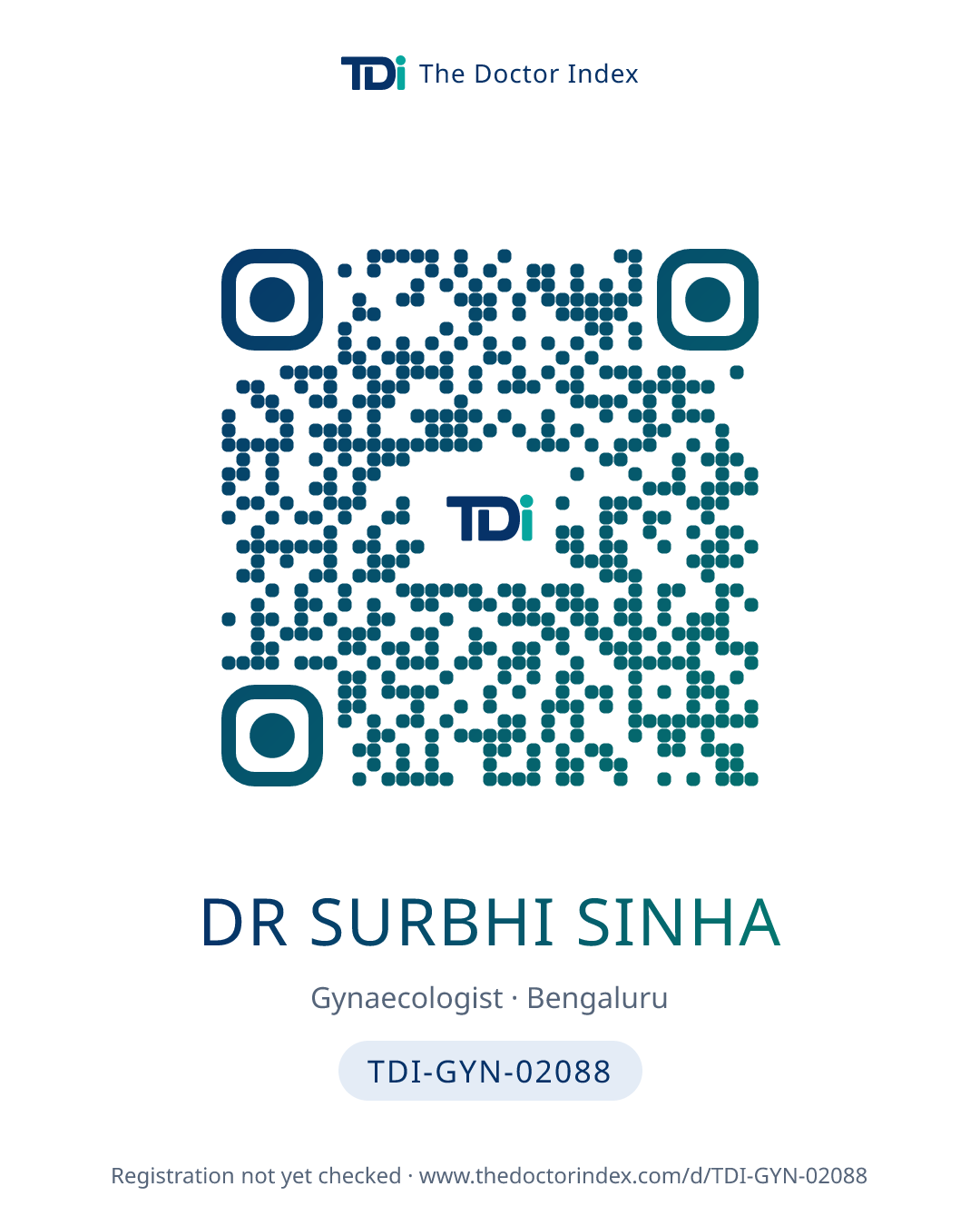 QR card for Dr Surbhi Sinha, TDI-GYN-02088