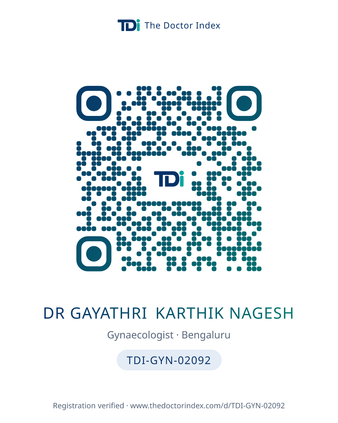 QR card for Dr Gayathri Karthik Nagesh, TDI-GYN-02092