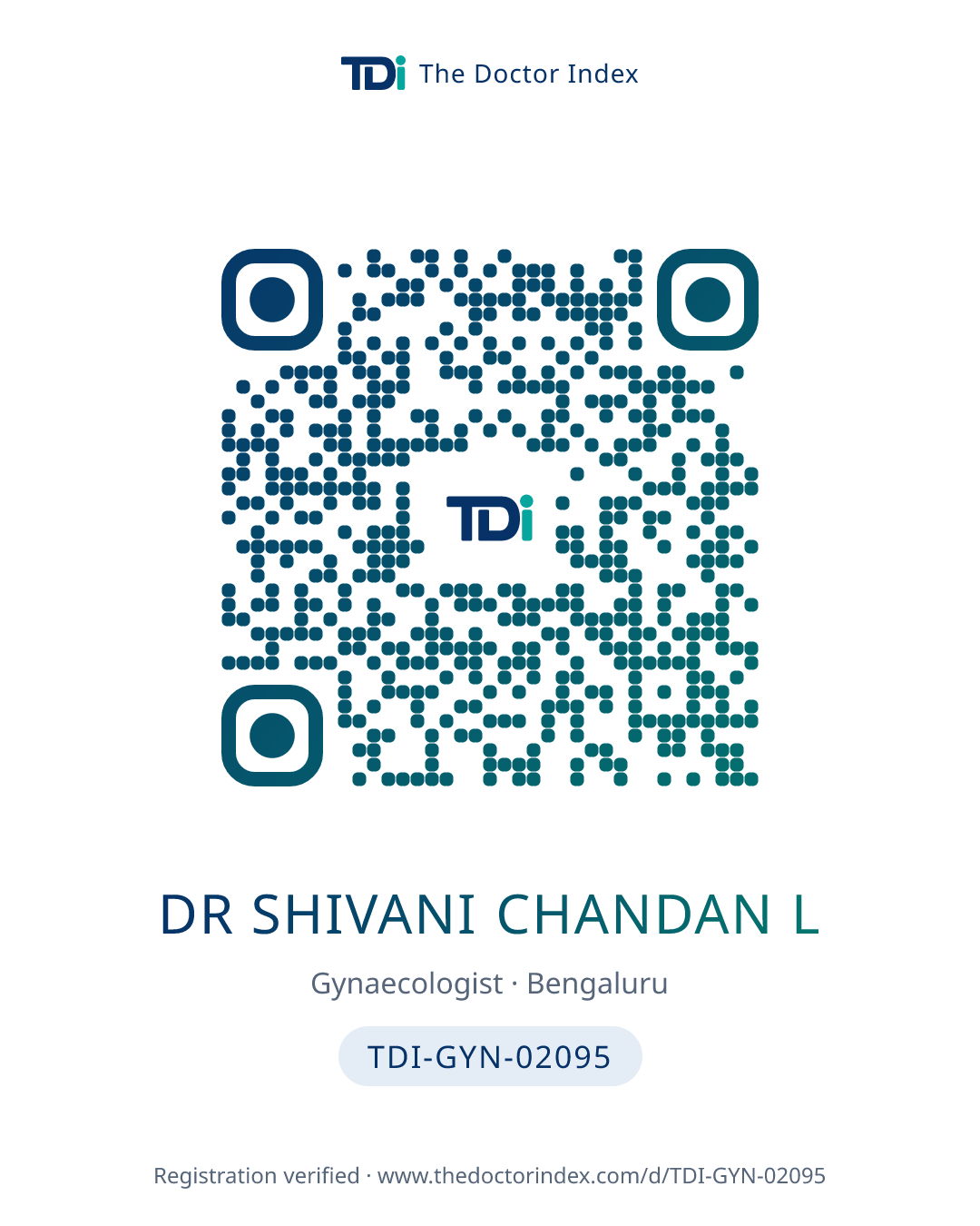 QR card for Dr Shivani Chandan L, TDI-GYN-02095