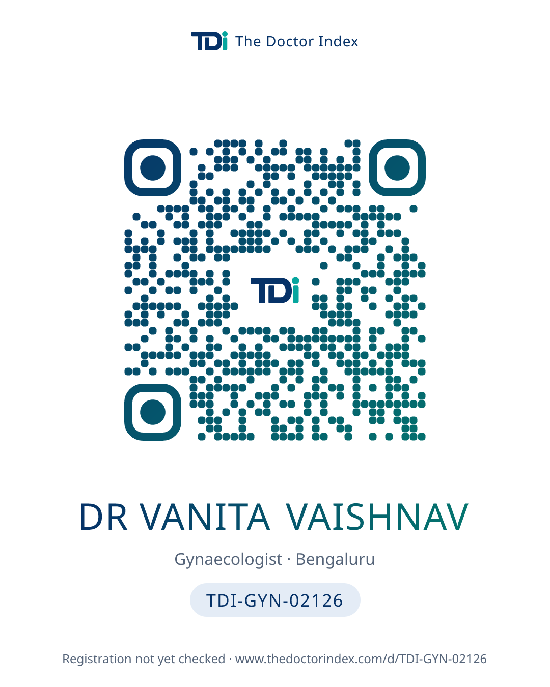 QR card for Dr Vanita Vaishnav, TDI-GYN-02126