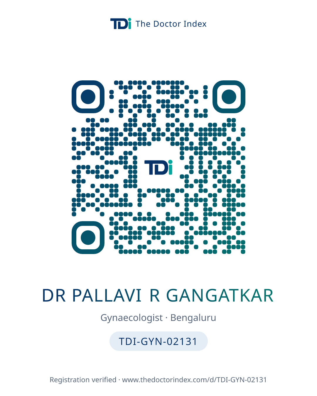 QR card for Dr Pallavi R Gangatkar, TDI-GYN-02131