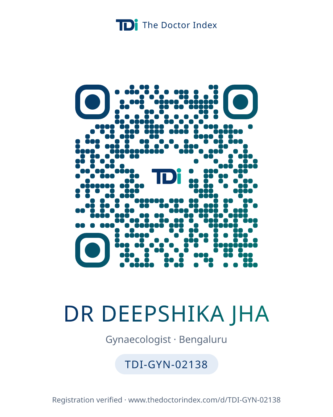 QR card for Dr Deepshika Jha, TDI-GYN-02138