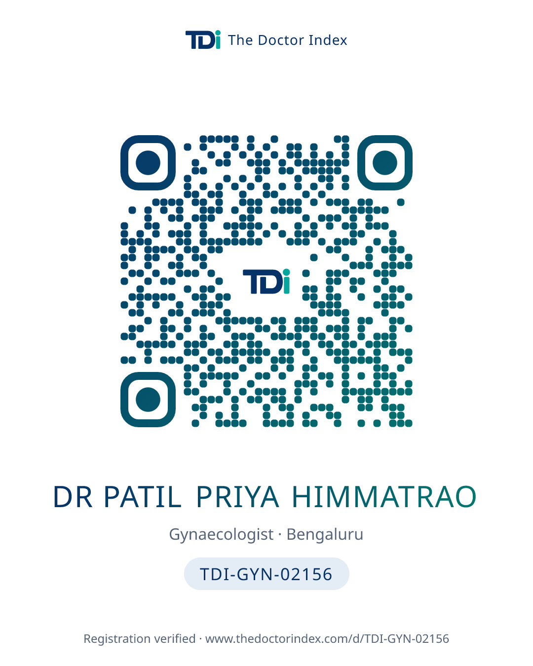 QR card for Dr Patil Priya Himmatrao, TDI-GYN-02156