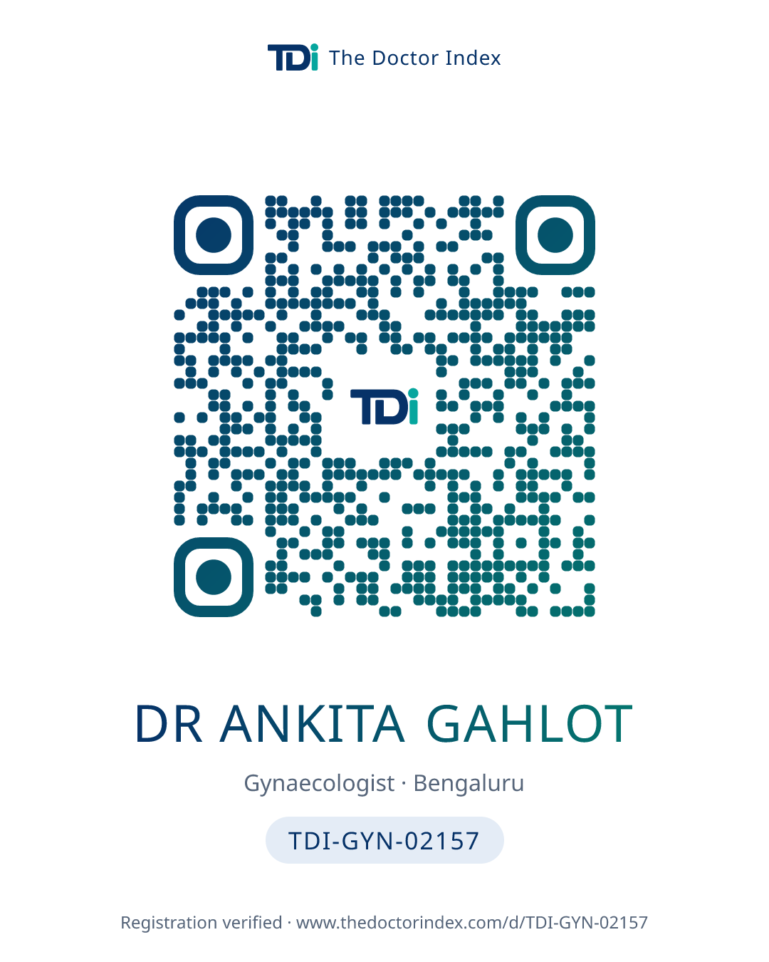 QR card for Dr Ankita Gahlot, TDI-GYN-02157