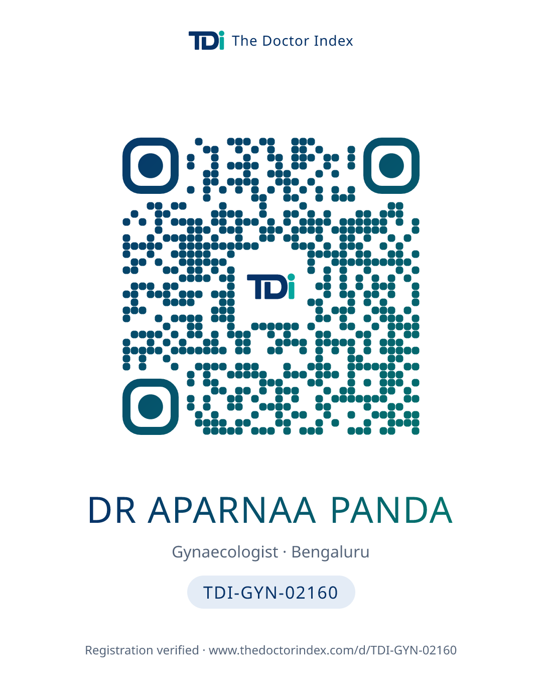 QR card for Dr Aparnaa Panda, TDI-GYN-02160