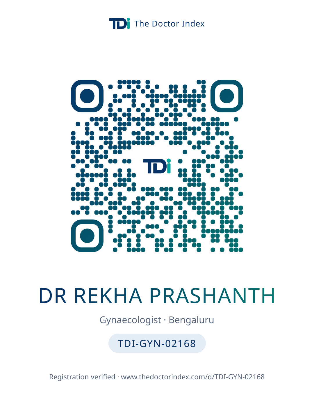 QR card for Dr Rekha Prashanth, TDI-GYN-02168