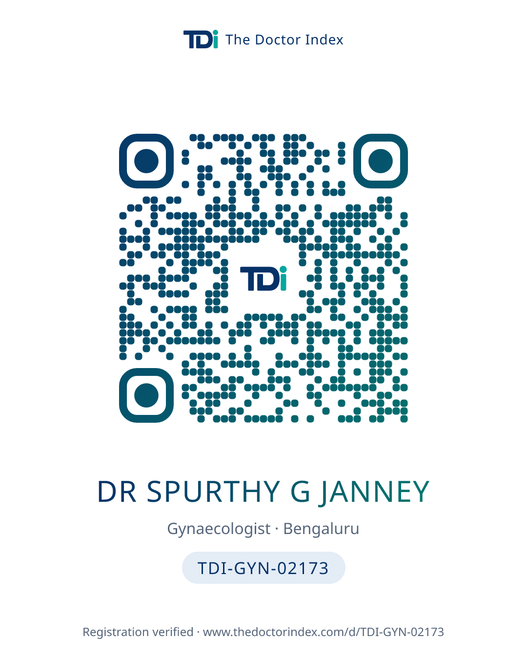 QR card for Dr Spurthy G Janney, TDI-GYN-02173